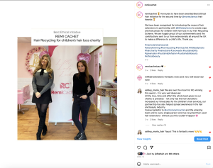Social Media post announcing the Marie Claire Hair Award win