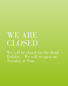 Example social media post for we are closed for the bank holiday